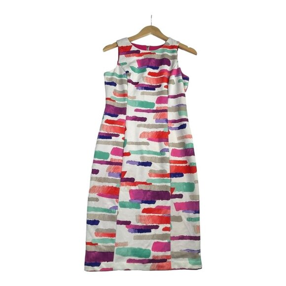 Vince Camuto‎ Brush Stroke Sleeveless Dress size 4 White/Multicolor - Picture 1 of 6